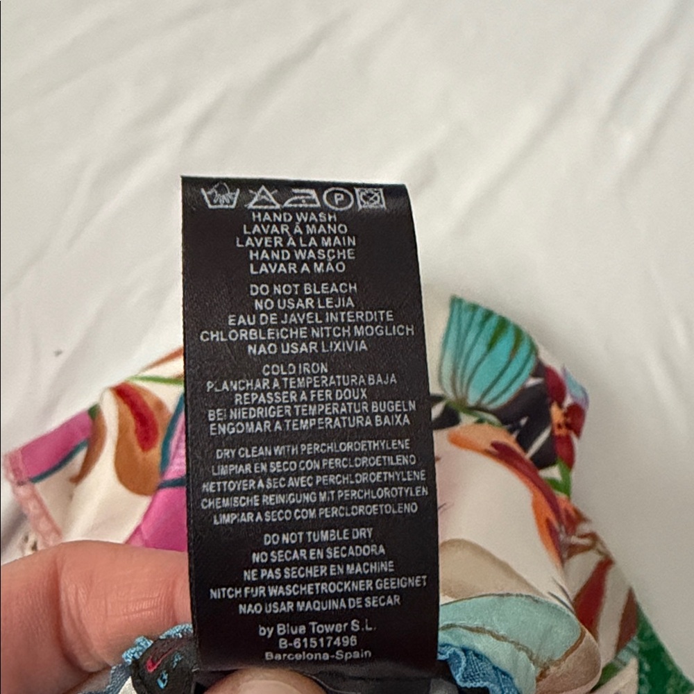 CUSTO BARCELONA Colorful Floral Print Ruffle Lace Trim Silk Skirt, size 2 - Picture 5 of 12